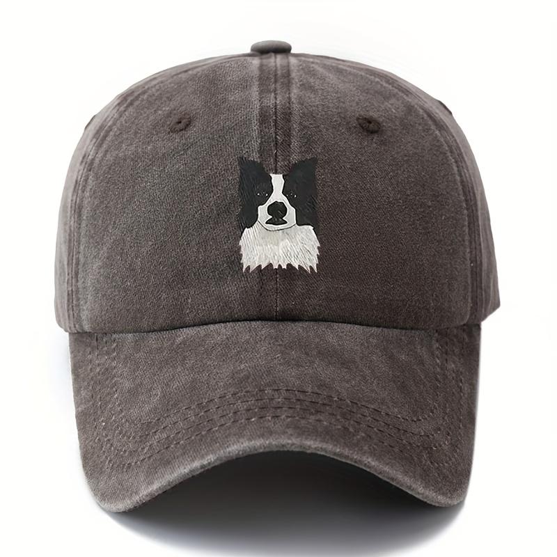 Printed Cute Border Collie Dog Baseball Cap Retro Outdoor Light Curved Brim Cap Truck Driver Hat Holiday Camping