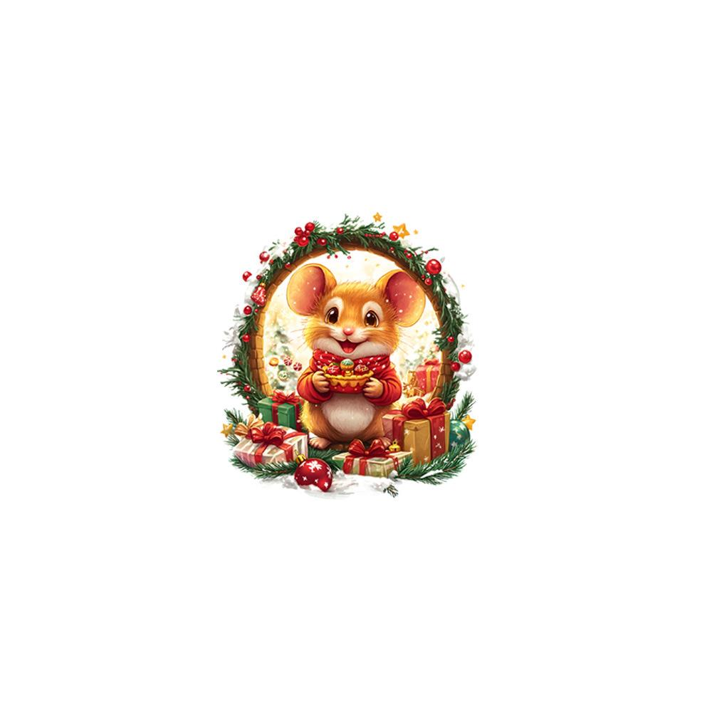 Christmas Cartoon Mouse Wreath Mouse Hole Corner Baseboard Staircase Self Adhesive Wall Sticker Home Decor