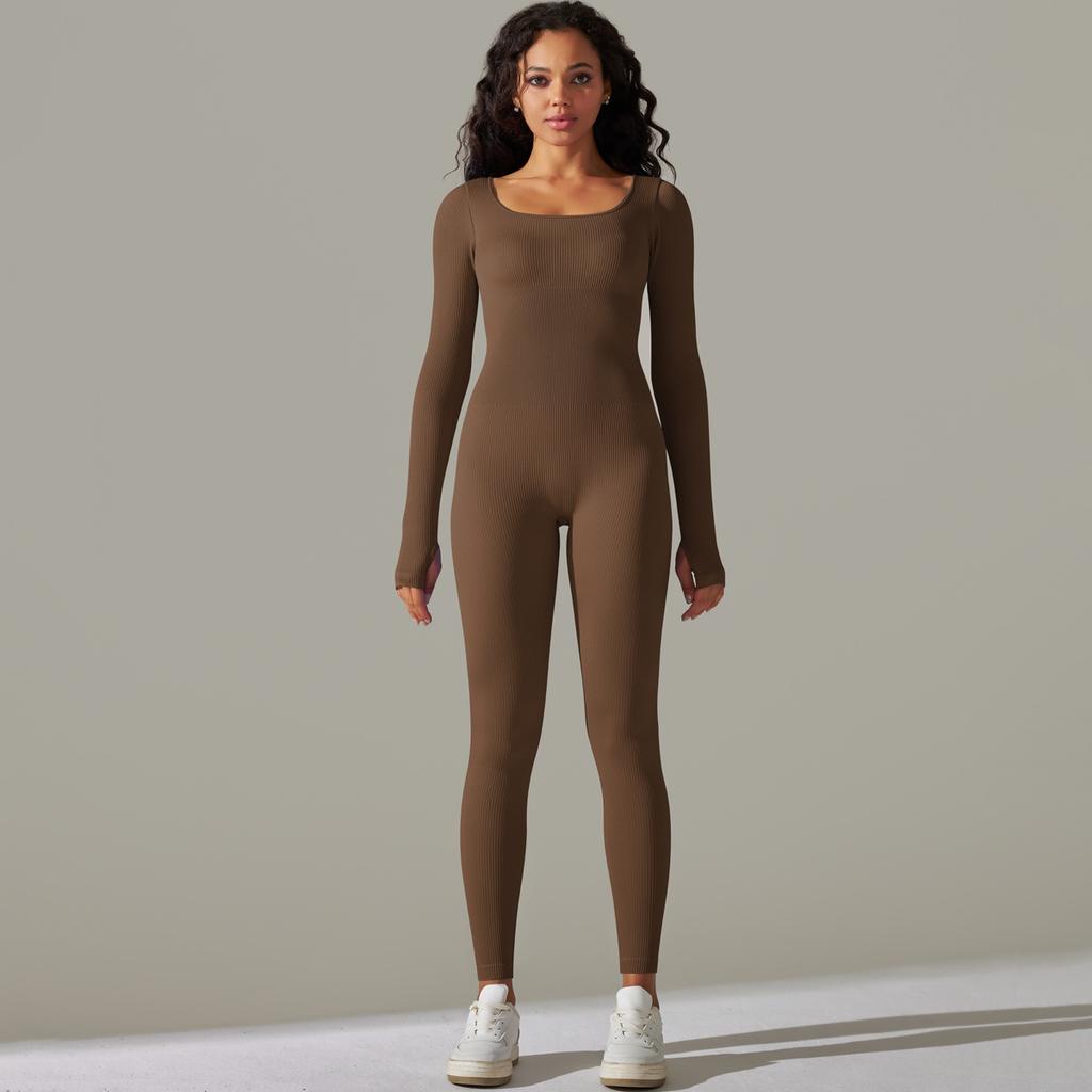 New Seamless Thread Knitted Yoga Suit, Long Pants Jumpsuit, Breathable Quick Drying Running And Fitness Jumpsuit For Women