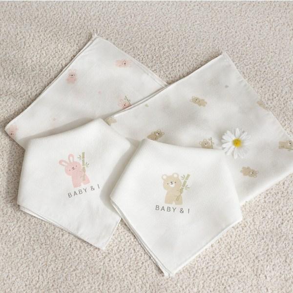Baby & I Infant Bamboo Printed Handkerchief Pattern 6p + Point 4p Set, Korean Baby Products