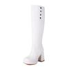 Fashion New Black White 9.5cm High-heel Knee High Boots European American Winter Fashion Round Toe Solid Color Women Boots Size 34-48
