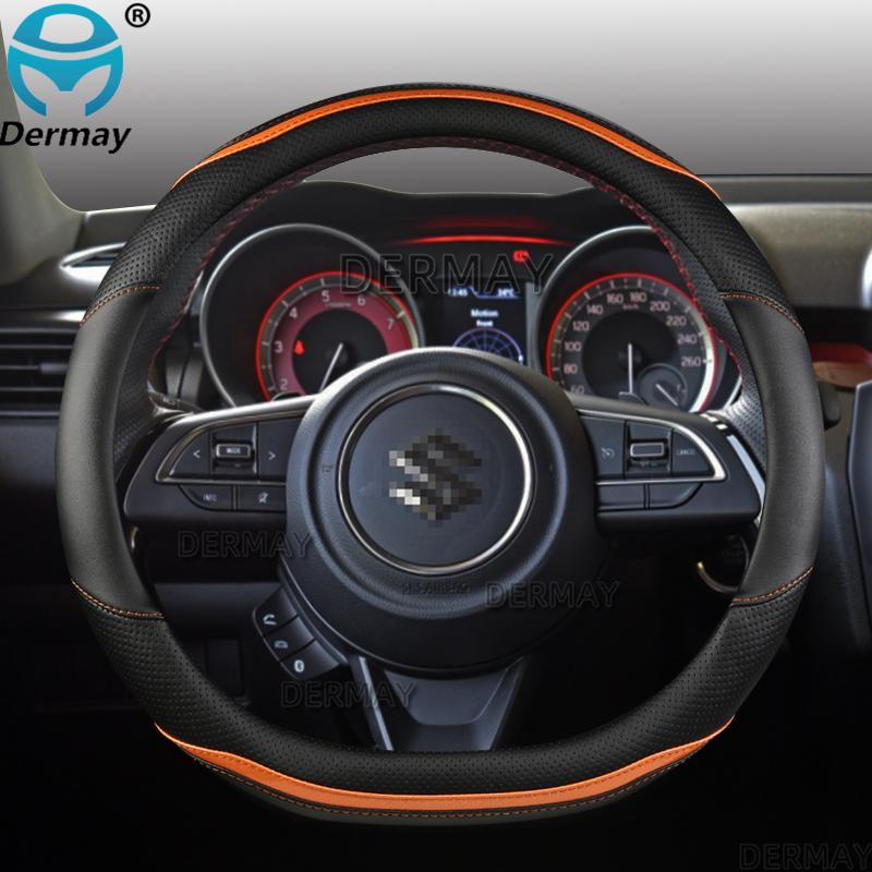 

Для Suzuki Swift 2017 2018 DERMAY Автомобильный чехол на руль из микрофибры + углеродное волокно авто D shape Orange