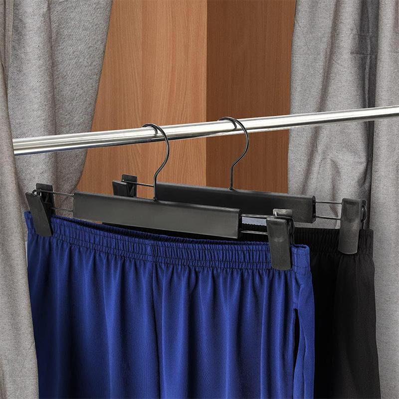 5-30PCS Pants Hangers with Adjustable Clips,Non-Slip Skirts Hanger with 360 ° Swivel Hook,Black Trouser Organizer Rack for Jeans