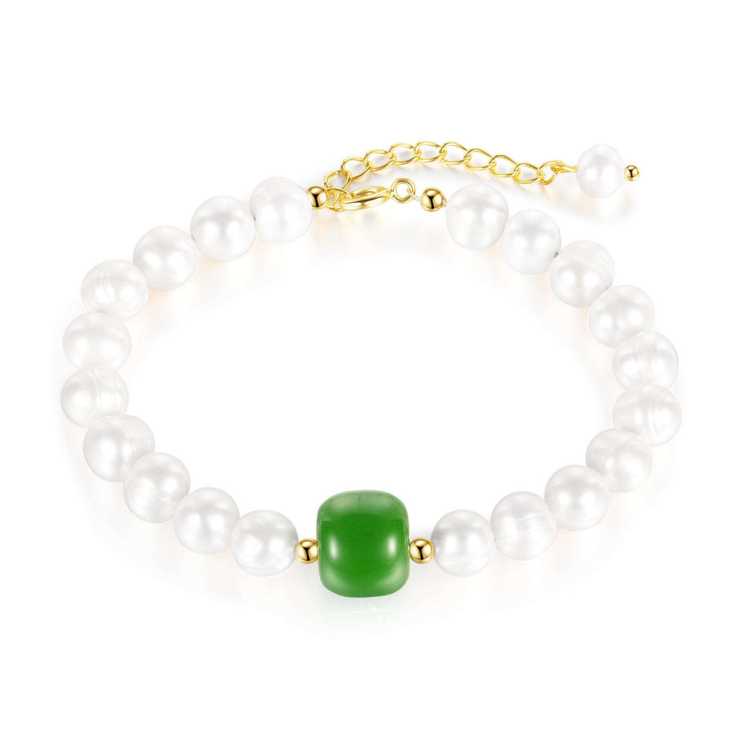 Natural freshwater pearl bracelet niche design high-end jade bracelet simple light luxury temperament jewelry