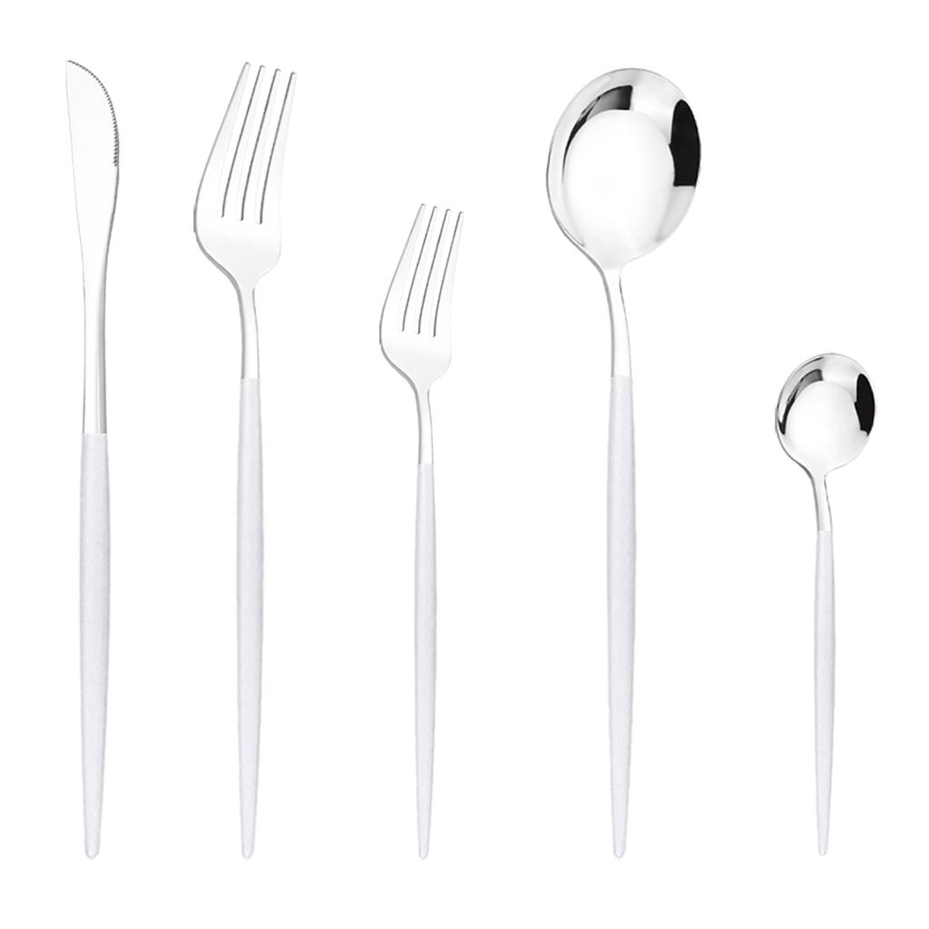5Pcs Gold Dinnerware Set Stainless Steel Tableware Knife Dessert Fork Coffee Spoon Cutlery Flatware Western Kiechen Silverware