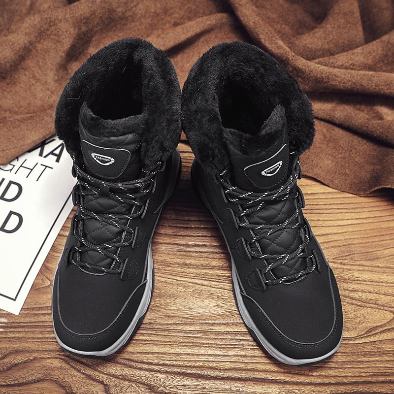 Men's Winter Snow Boots with Fleece and Warmth, High-top Cotton Boots with Integrated Fur, Anti-slip and Cold-proof Features