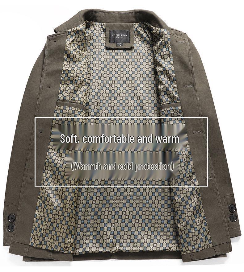 Men's Spring & Autumn Pure Cotton Lapel Jacket: Casual, Loose Fit for Middle-aged & Elderly