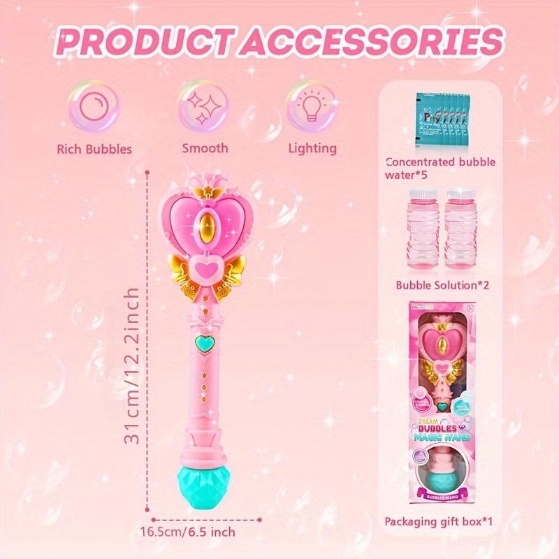 Magic Wand Bubble Machine with Solution for Boys and Girls Toy Bubble Blower With Princess & Fairy Stick Electric Bubble Machine