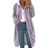 Ladies' Loose Comfortable Casual And Fashionable V-neck Long Sleeved Medium To Long Double-sided Plush Hooded Jacket