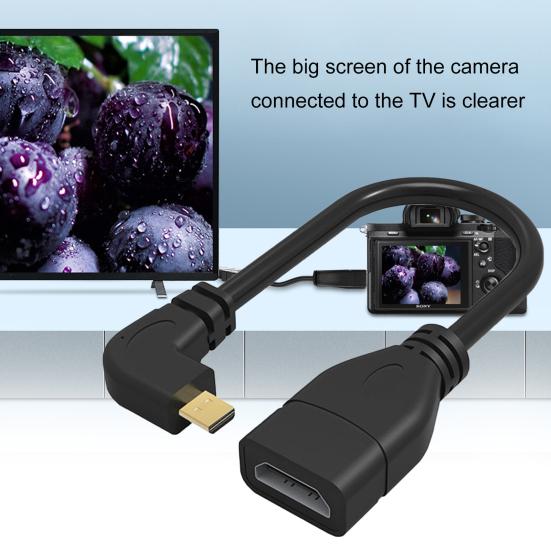 20cm 90-Degree Right-Angle Male to Female Micro HDMI-compatible Extension Cord Adapter Cable