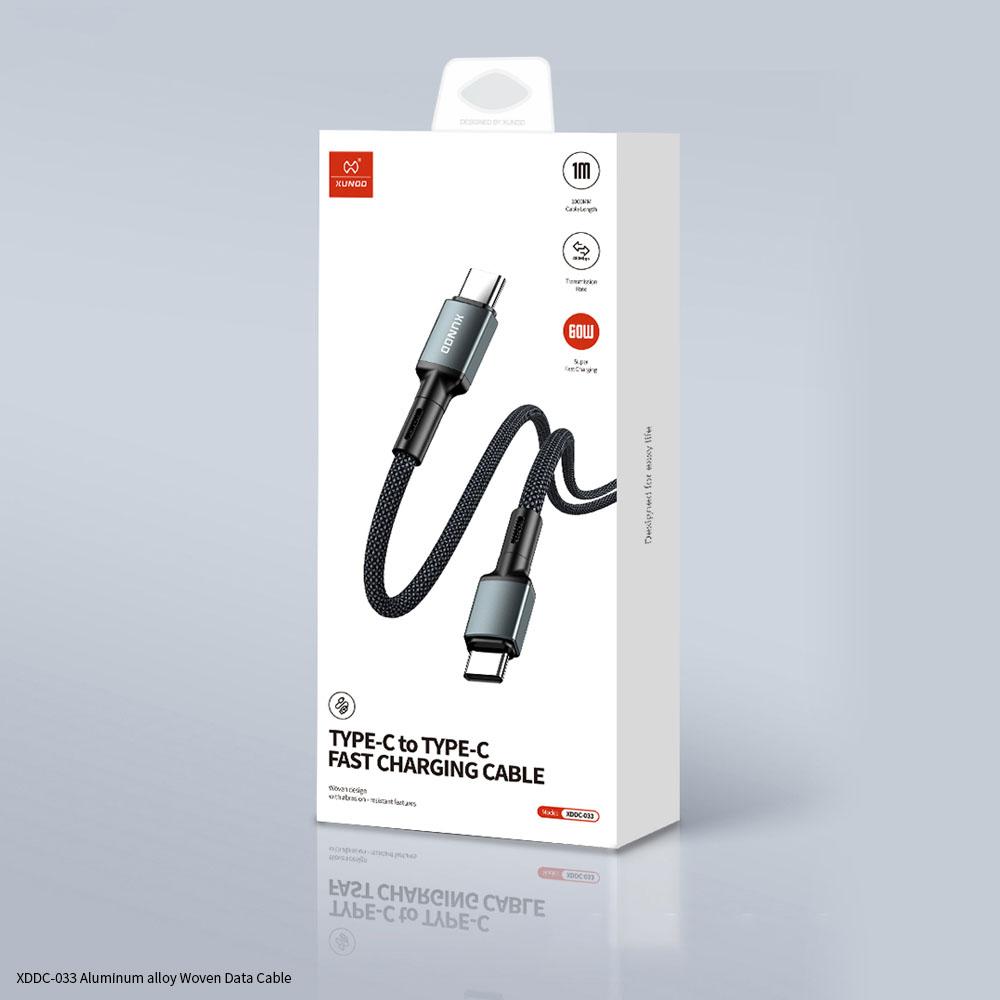 XUNDD XDDC-033 1m Aluminum Alloy Braided USB-C to USB-C Data Cable Phone Fast Charging Wire