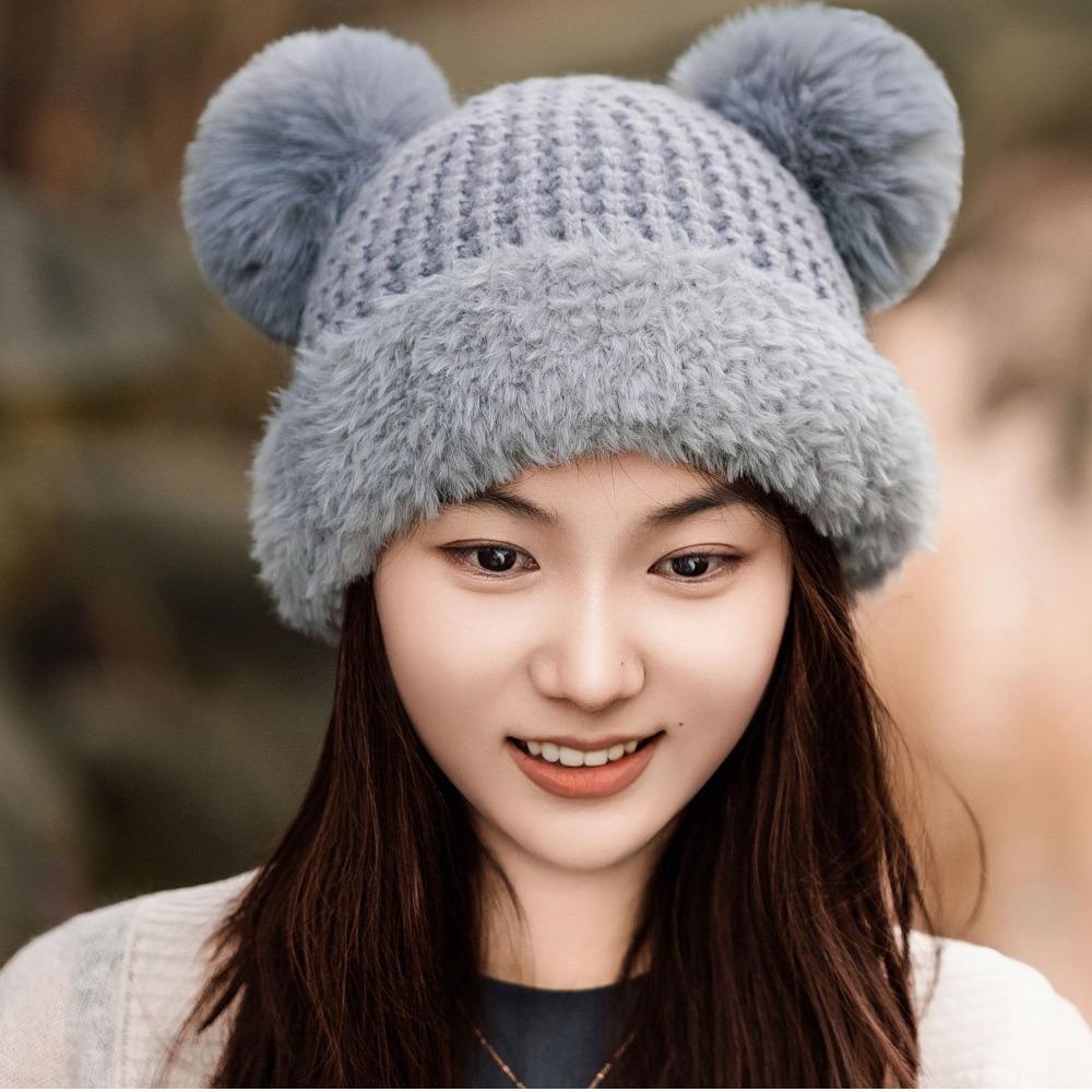 Wool Style Children's Hats Plush Warm Hat Fashionable Knitting Hat  Unisex