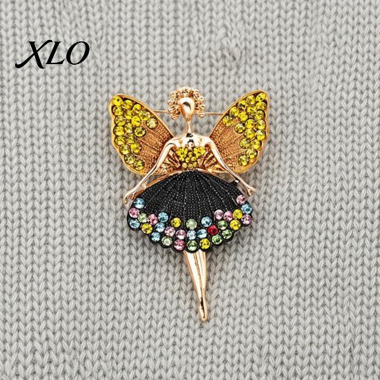 Shirt Accessory Sparkling Rhinstone Ballet Fairy Brooch, Winged Dancer Girl Alloy Lapel Metal Bag Pin Pin, Women Jewelry Accessories for Suit