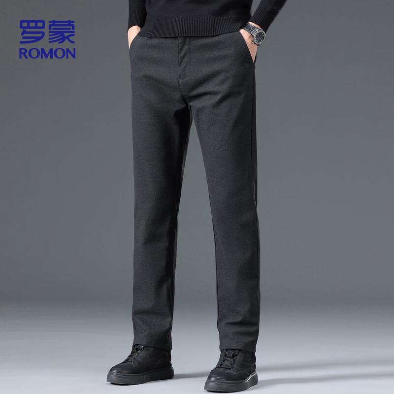 ROMON Men's Elastic Wrinkle-Free Business Casual Straight Leg Pants