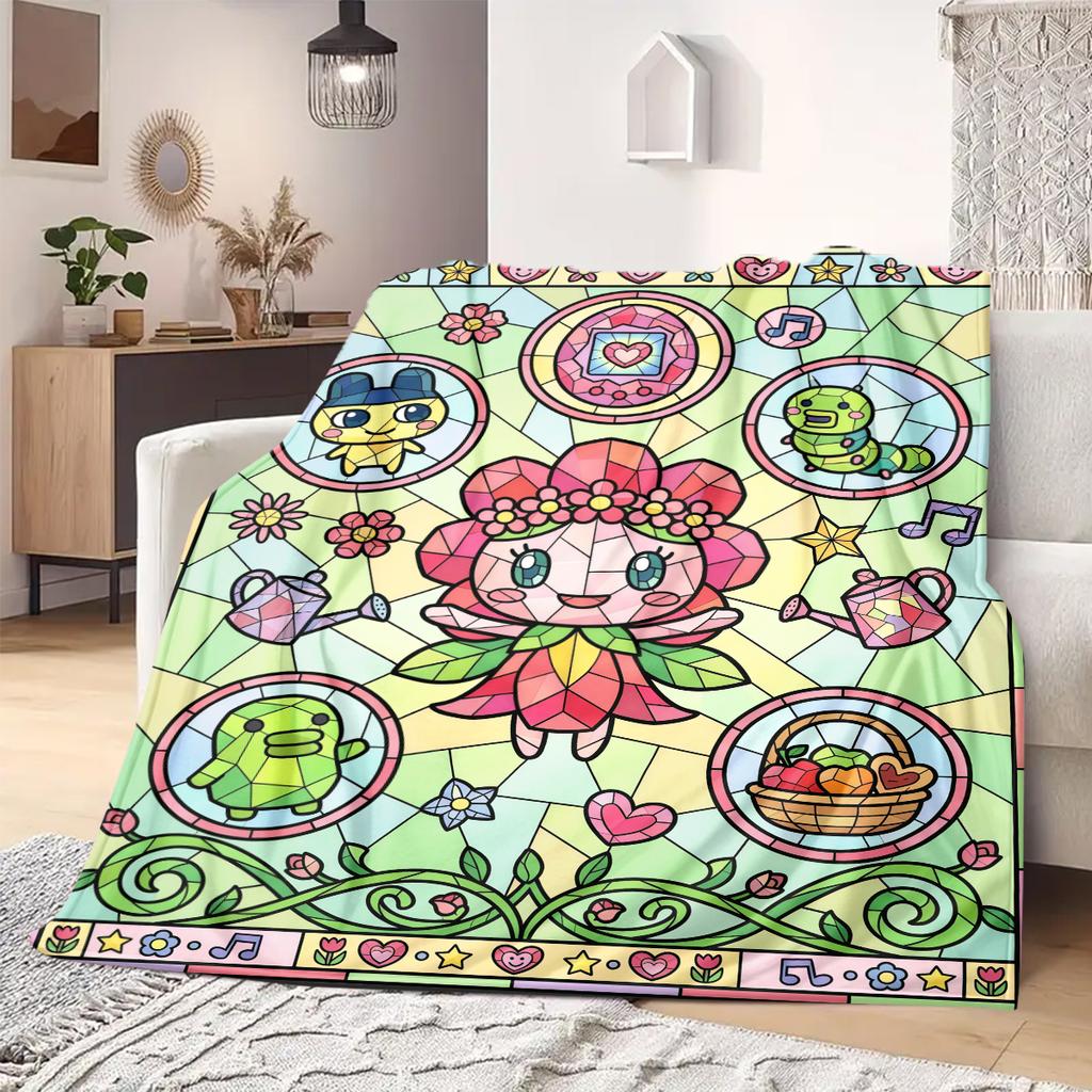 Tamagotchi Anime Spaudinio Antklodė Šilta Patogi Flanelinė Antklodė Tinka Miegamiesiems, Sofoms, Lovoms, Kėdėms, Iškyloms, Kelionėms