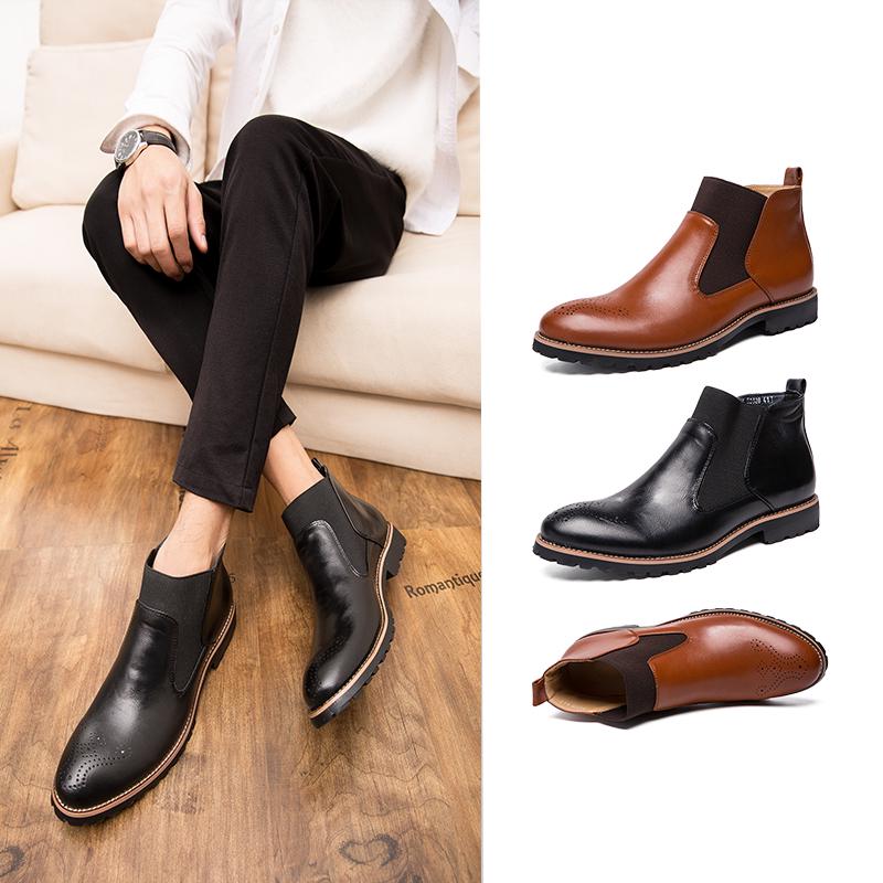 Fashion Autumn Winter Business Men Ankle Boots European American Casual Light Comfortable Brand Chelsea Boots Social Boots Size 38-46