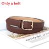 Simple Solid Color Women Belt With Twists Square Button Fashionable Versatile