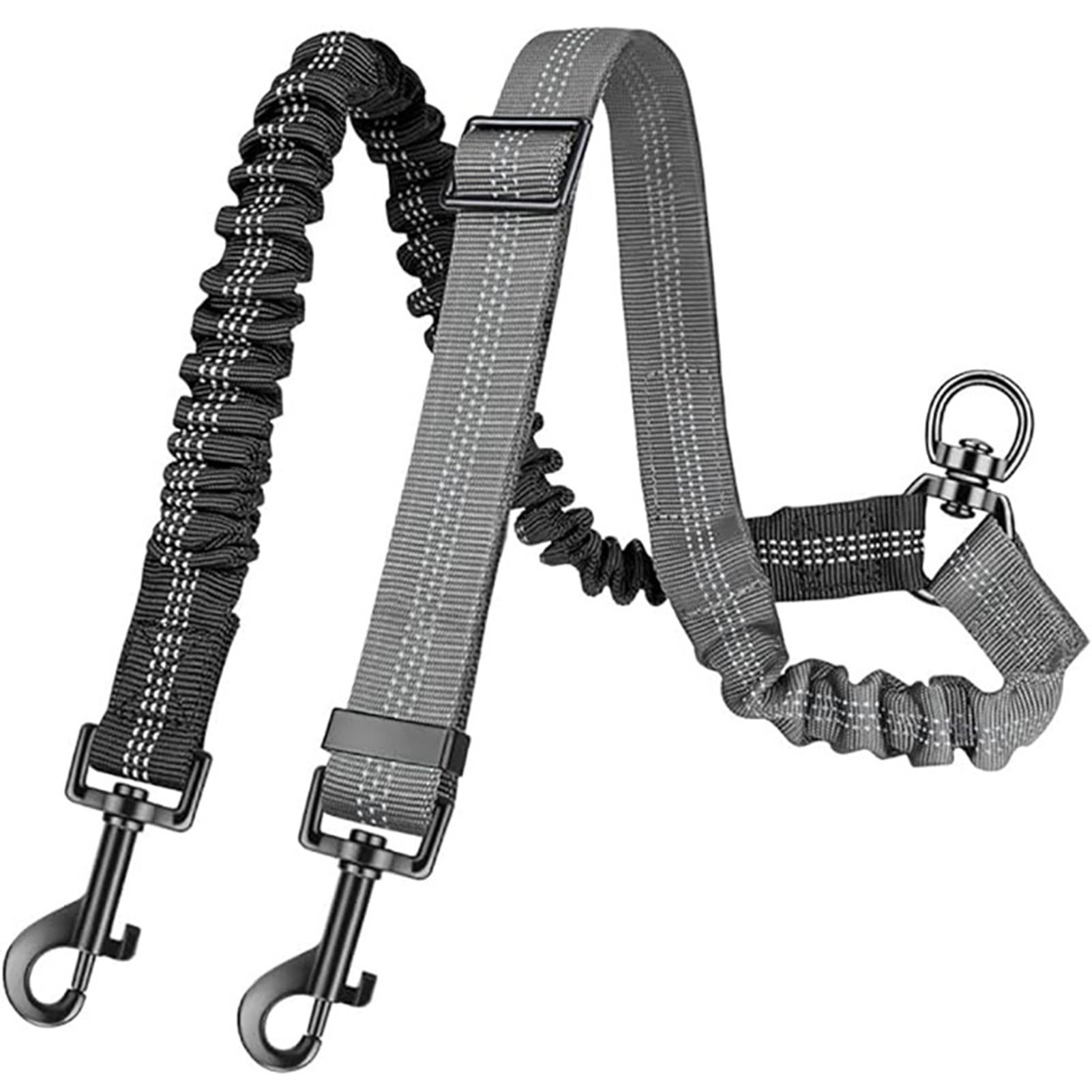 

1.6ft Long Dual Dog Leash Attachment - Double Leashes for Training Small to Large Dogs - Adjustable Strap Shock Absorbing Bungee