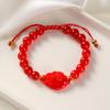 Multi-color Transparent Fox Jade Glass Beaded Bracelet, Handmade Braided Rope Charm Lucky Bracelets,Women's Jewelry Gifts