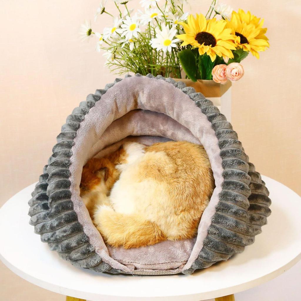 New Conch Pet Nest Removable Winter Indoor Cat Nest Bed Warming Non-Slip House With Tunnel Design Semi Enclosed Sleeping Bed