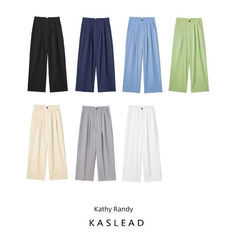 Kaslead Women's Clothing Slim Looking High Waist Casual Loose Pants