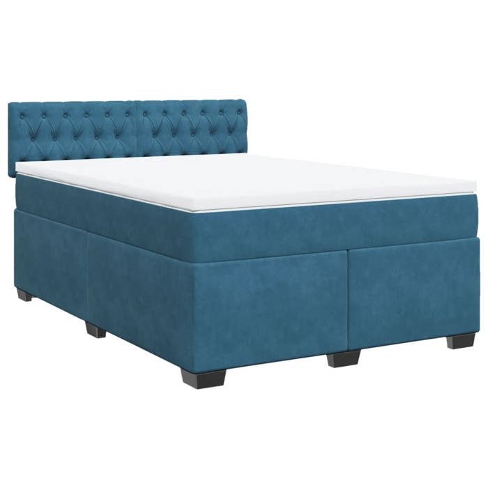 VidaXL Bed Slat Base and Mattress Blue 160x200 Cm Velvet 3286364