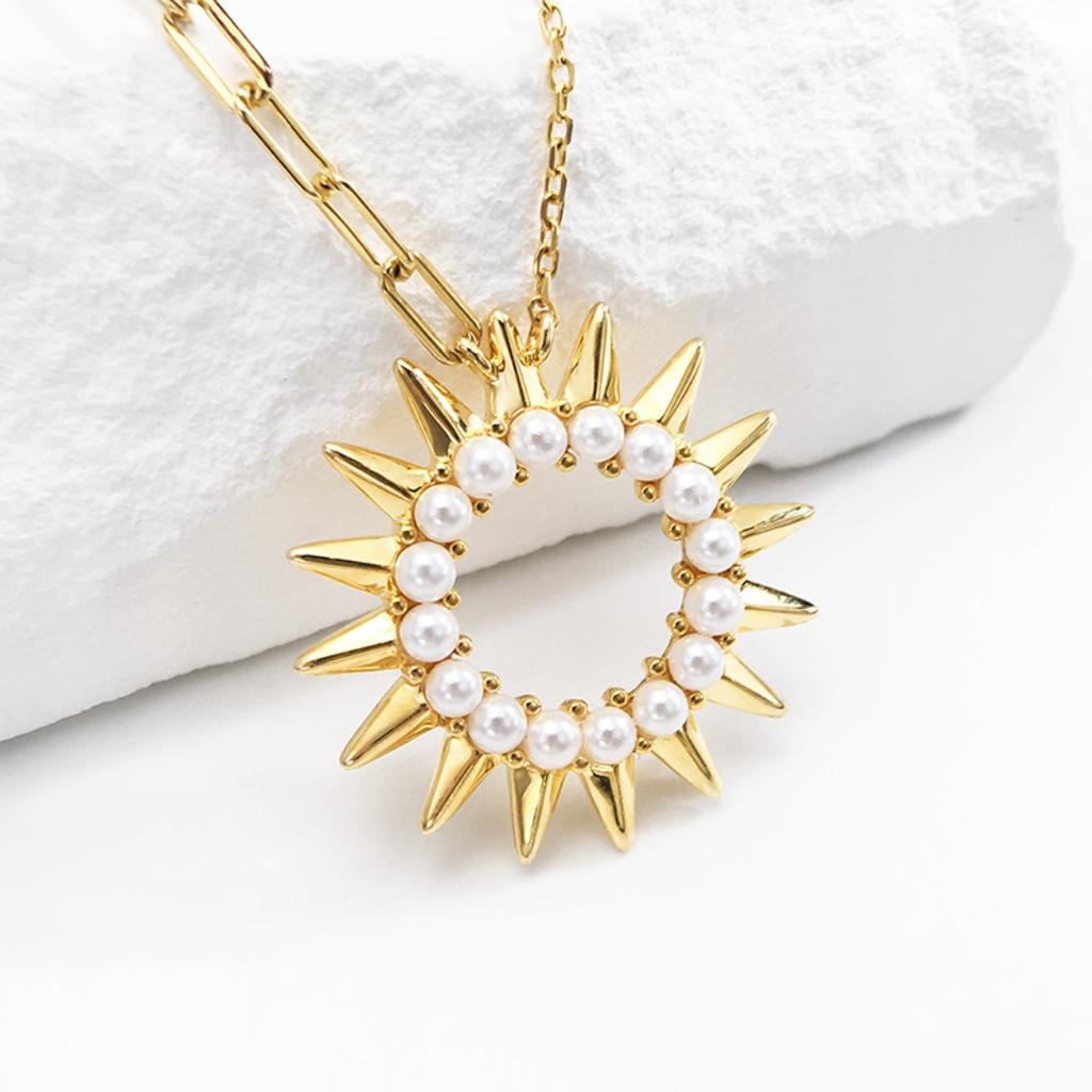 Sun Sunflower 925 Sterling Silver Pearl Necklace Female Personality ins Style Simple Temperament Jewelry Silver