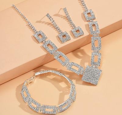 Charm Popular 3pcs Set Earrings Suit And Necklace - Can Be Worn As A Bracelet To Showcase Evening Charm Gorgeous Jewelry Set - Sparkling Fashion