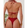 New Fashion Basic Swimwear Summer Classical Bandage Halter Swimsuit Removable Padding Strappy Ties Sexy String Bikini