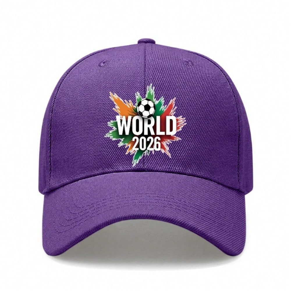 [Sporty Baseball Cap] 2026 World Cup Theme Print Unisex Adjustable Breathable Lightweight Polyester Sun Protection Casual Outdoor Sports Baseball Hat