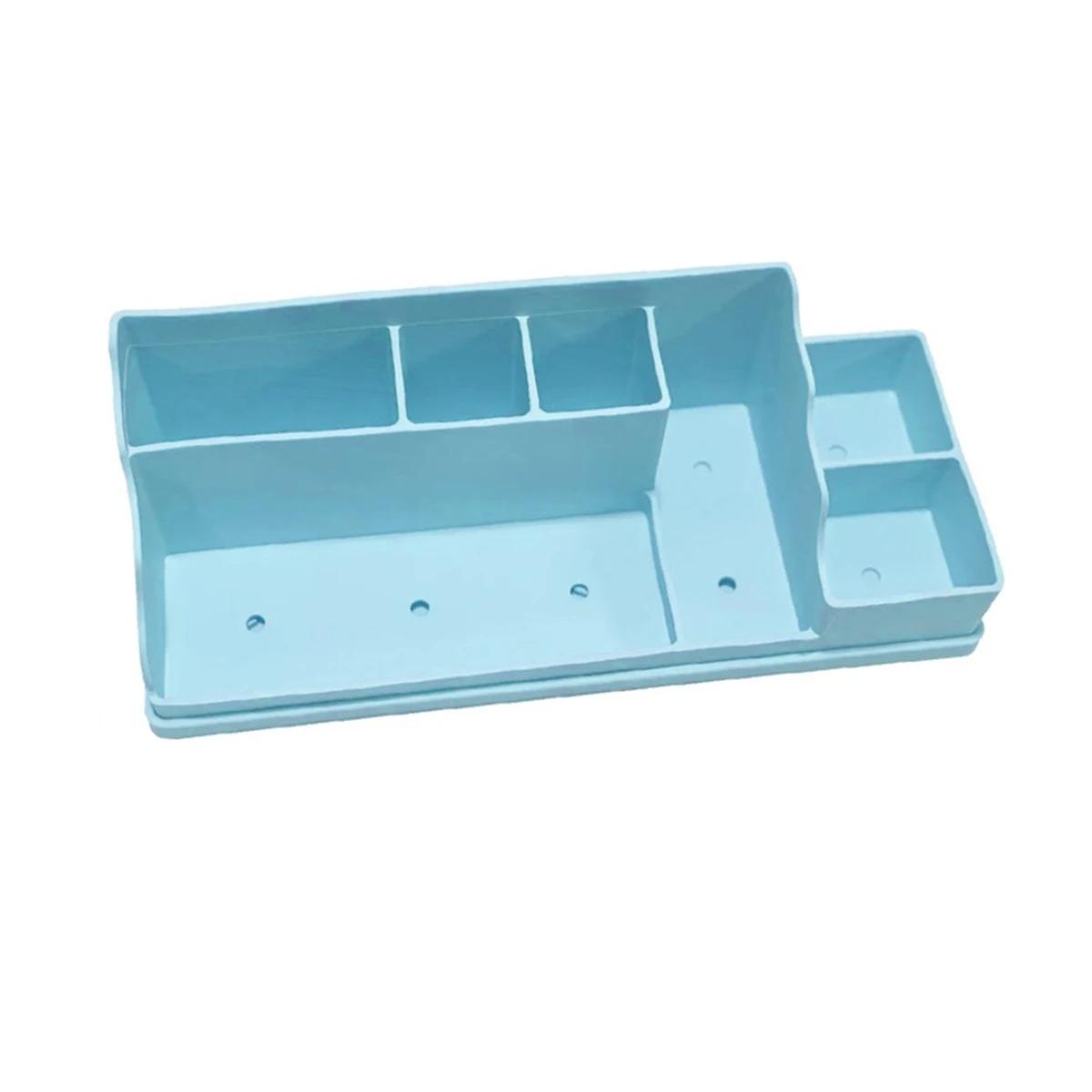 

Silicone Toothbrush Holders Countertop Organizer Box For Bathroom Vanity Dressing Table Storage Box Home Organization Supplies синій
