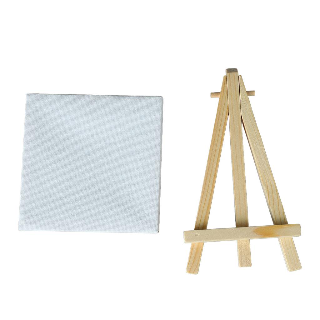 10Pcs Mini Easel Stand 5.9in High 3.1in Wide Adjustable Slope Mini Wood Display Easel with Frame for Oil Painting DIY