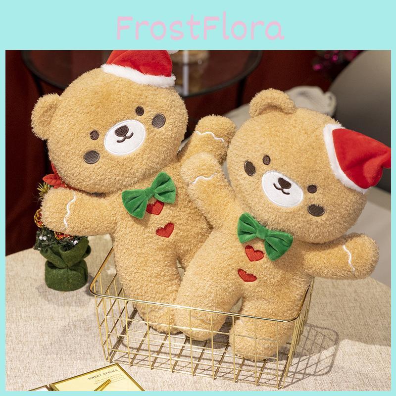 Christmas Bear Plush Toy Doll With Santa Hat For Holiday Decor