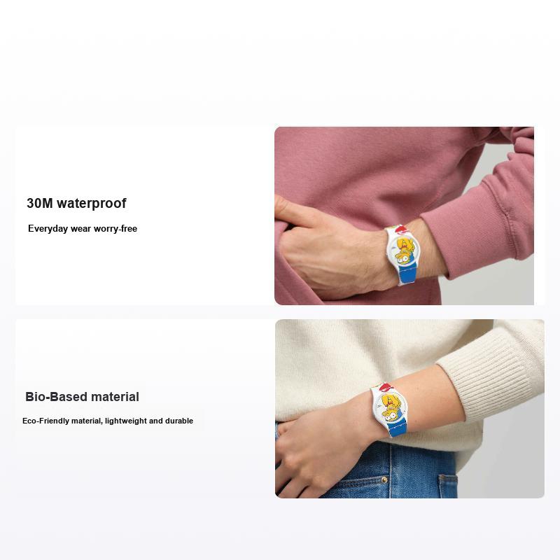 Swatch Quartz Movement 30M Water Resistant Casual Watch 34Mm White Dial Bio-Based Material Case Silicone Strap Women watches SO28Z116