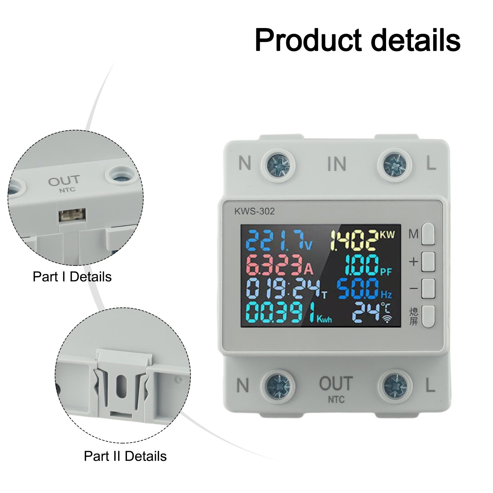 

LCD Energy Meter Digital Energy Meter High-definition Display Low Power Consumption Size As Shown In The Figure KWS-302