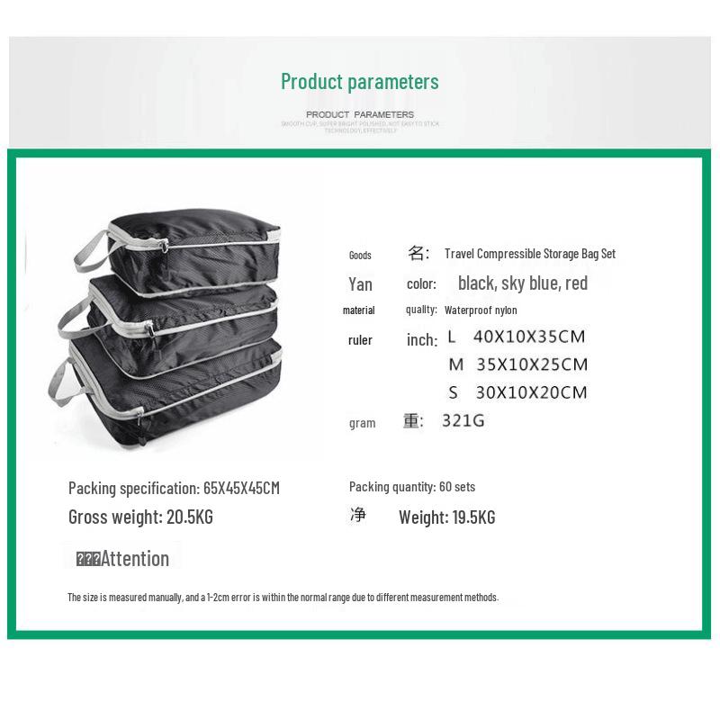 Popular Travel Storage Bag Set: 3-Piece Waterproof, Compressible Clothes Organizers