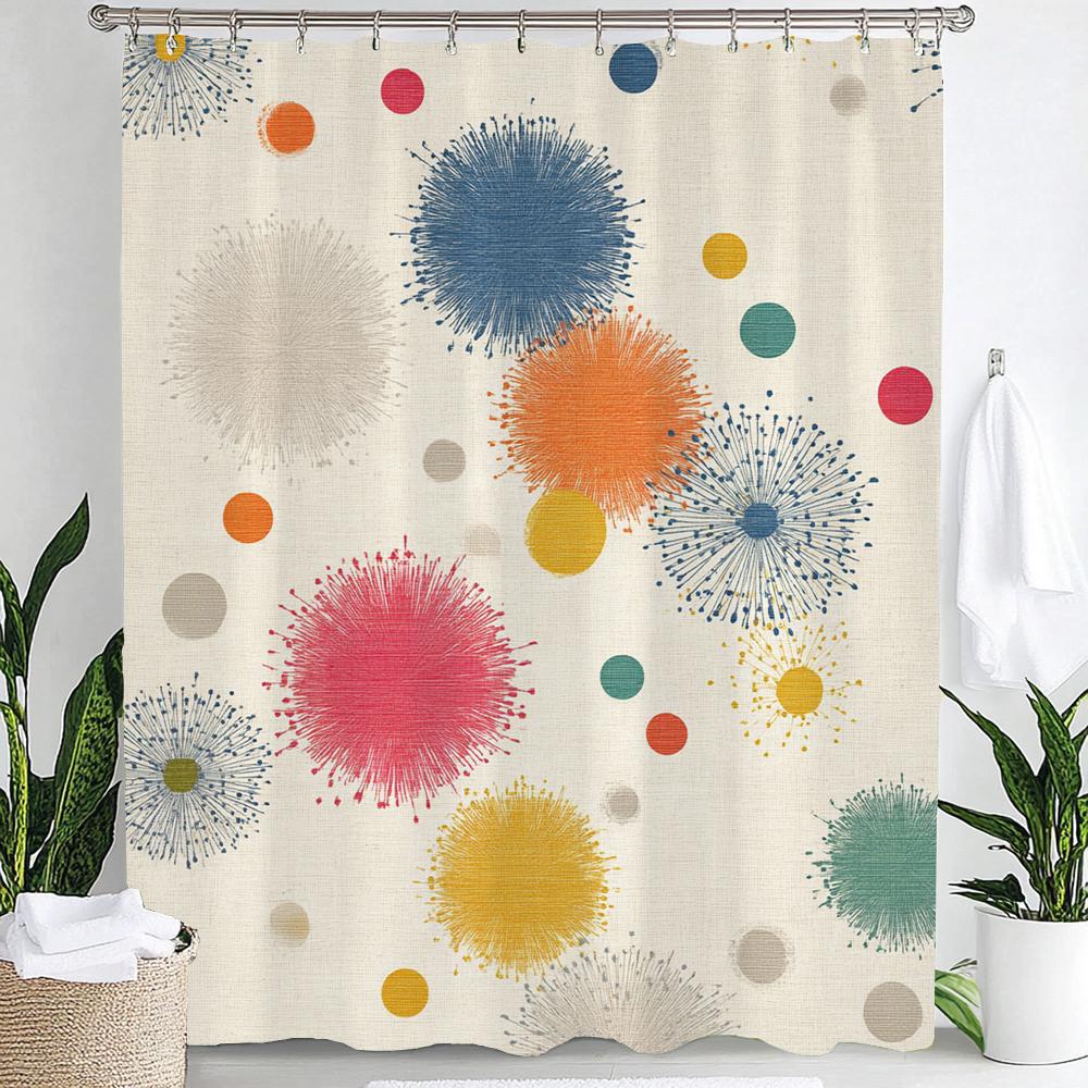 

Colorful Modern Geometric Printed Shower Curtain, Polyester Shower Curtain With Hooks For Bathroom Decorative Home Curtain W60H190(CM)-1 Pcs