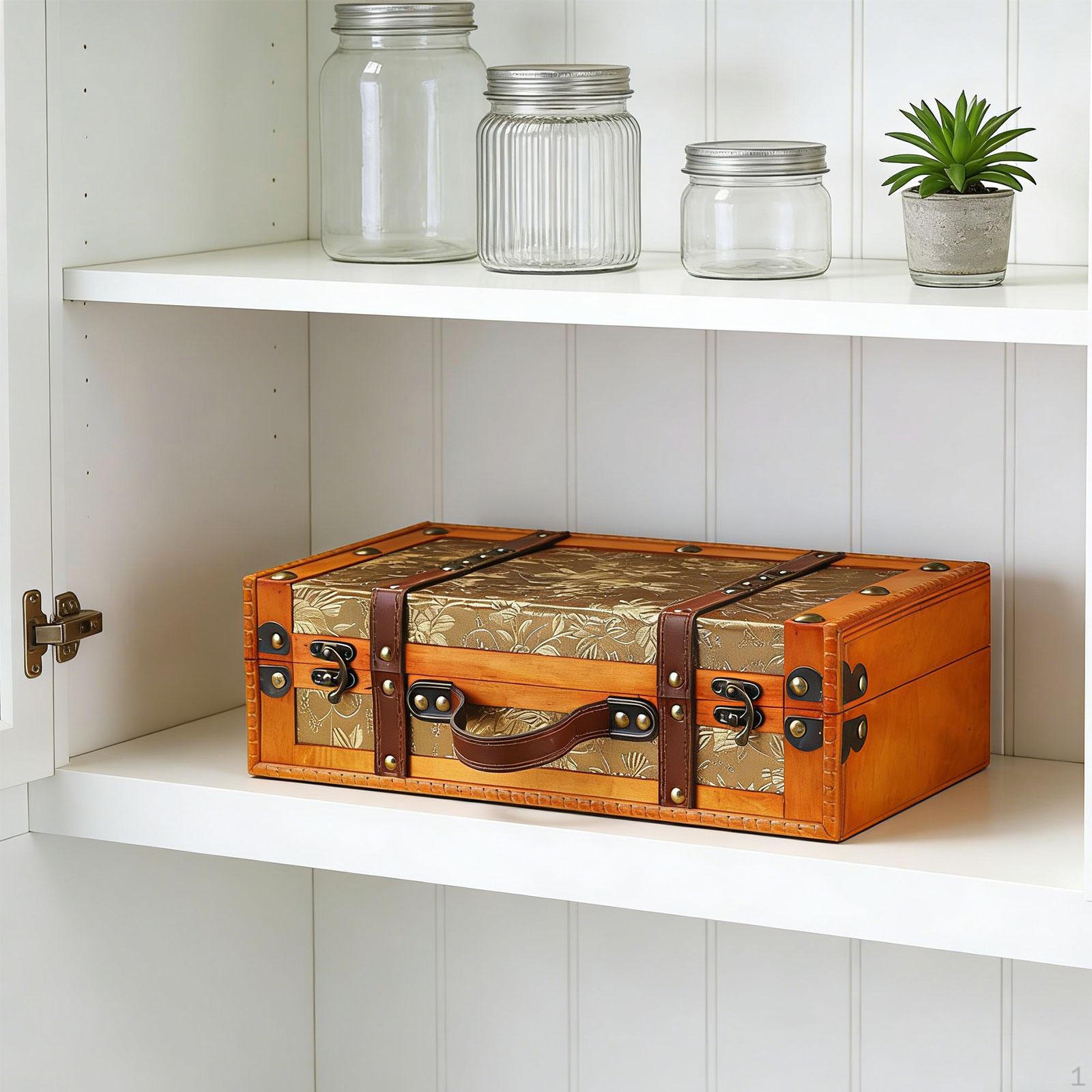 

Antique Suitcase Decorative Storage Box Luggage Case for Decoration Parties золотий