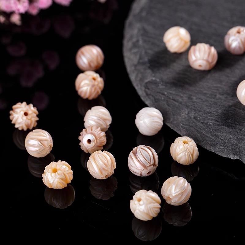 Fibbia Incisa con Rosa e Piuma di Perla Naturale, Perline Wenwan Schiena di Tartaruga con Perline Zucca Accessori Fai da Te
