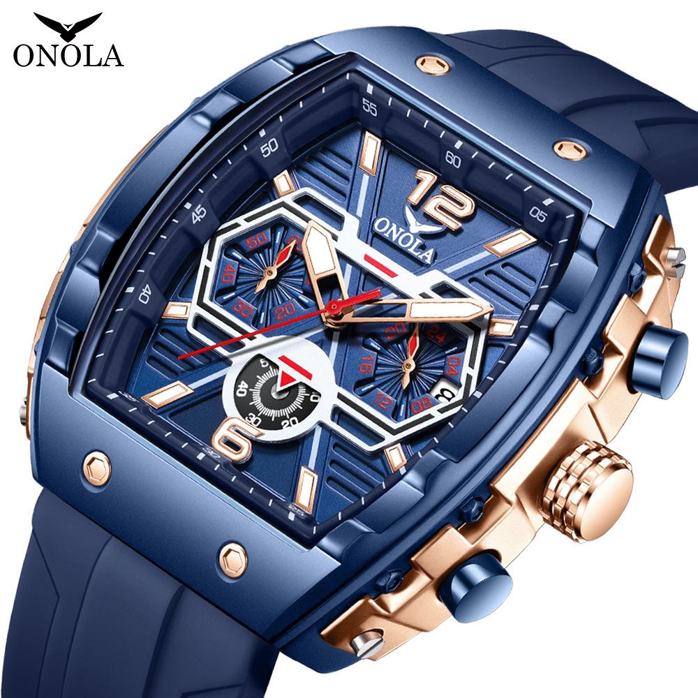 ONOLA Large Plate Design Men's Multifunctional Waterproof Quartz Watch Luminous Calendar Three Eye Timing Student Sports Watch