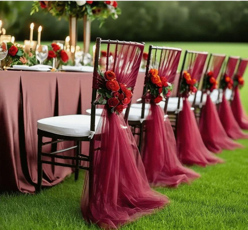 10/50Pcs 75x200cm White Wedding Tulle Chair Sashes Baby Shower Party Wedding Layout Arch Decor Garden Party Stairs Decoration