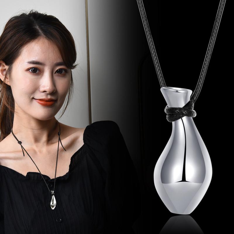 Elegant Personalized Black Rope Flower Vase Long Necklace For Women And Men Ideal For Autumn Winter Stylish Accessory For Any Outfit