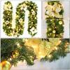 2,7 m LED kerst kunstmatige slingerkrans groen voor xmas home party kerst decor rotan hangende krans slinger ornament