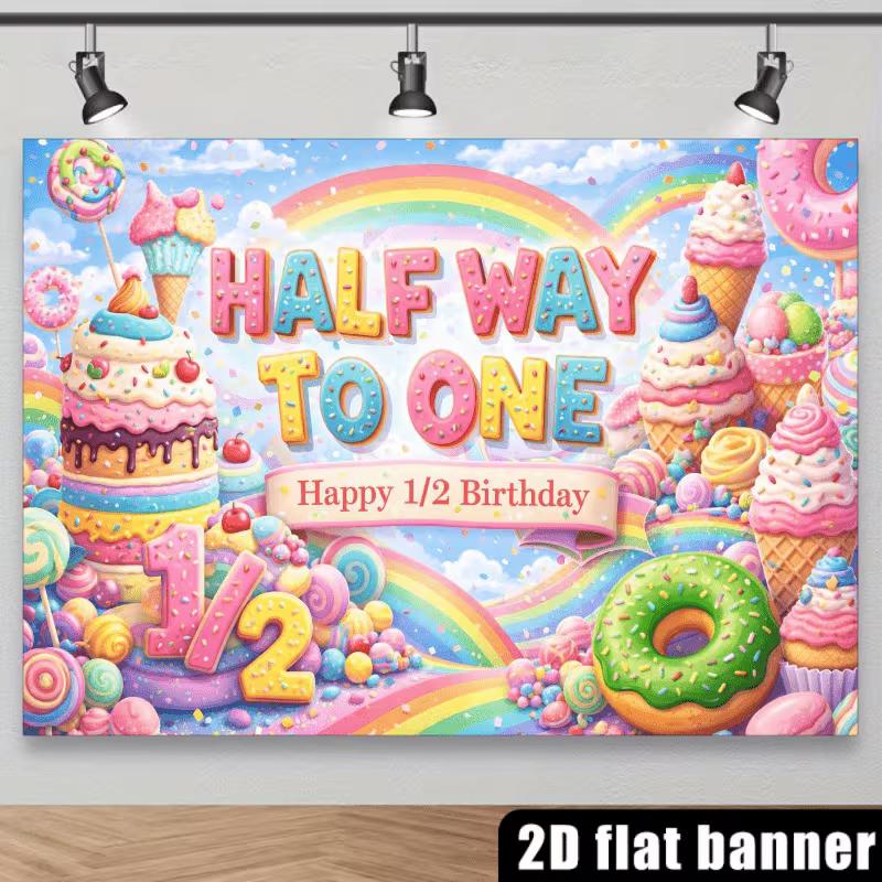 2D Halfway To One Backdrop Ice Cream Lollipop Photo Booth Background