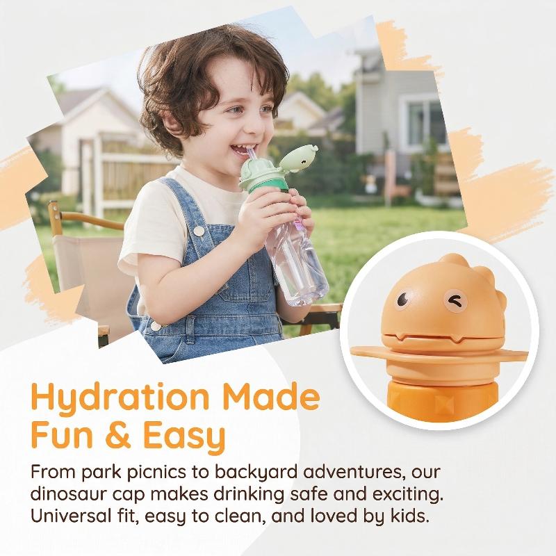 2 ks Víčko na láhev s minerálkou se slámkou a konvertorem pro domácnost Dětská slámka s víčkem ve tvaru dinosaura Anti-Choking Baby Straw