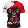 Mechanic 3D Printed Short Sleeved T-shirt Summer Breathable Polyester Simple Round Neck Top
