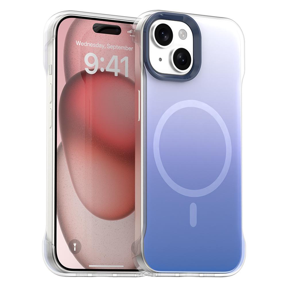 For iPhone 15 Plus/14 Plus Magnetic Case Gradient Design Borderless IMD TPU+PC+PET Phone Cover