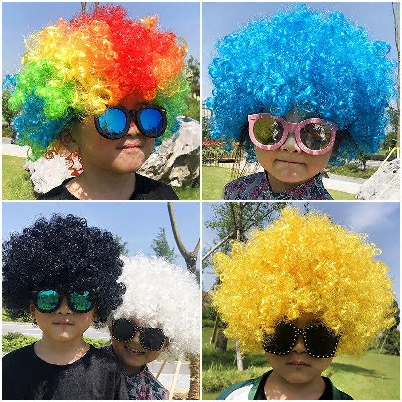 Funny Wig Cap Fluffy Wavy Head Wig for Birthday Dress Performance Props Hair Cap Header Reactive Party Supplies