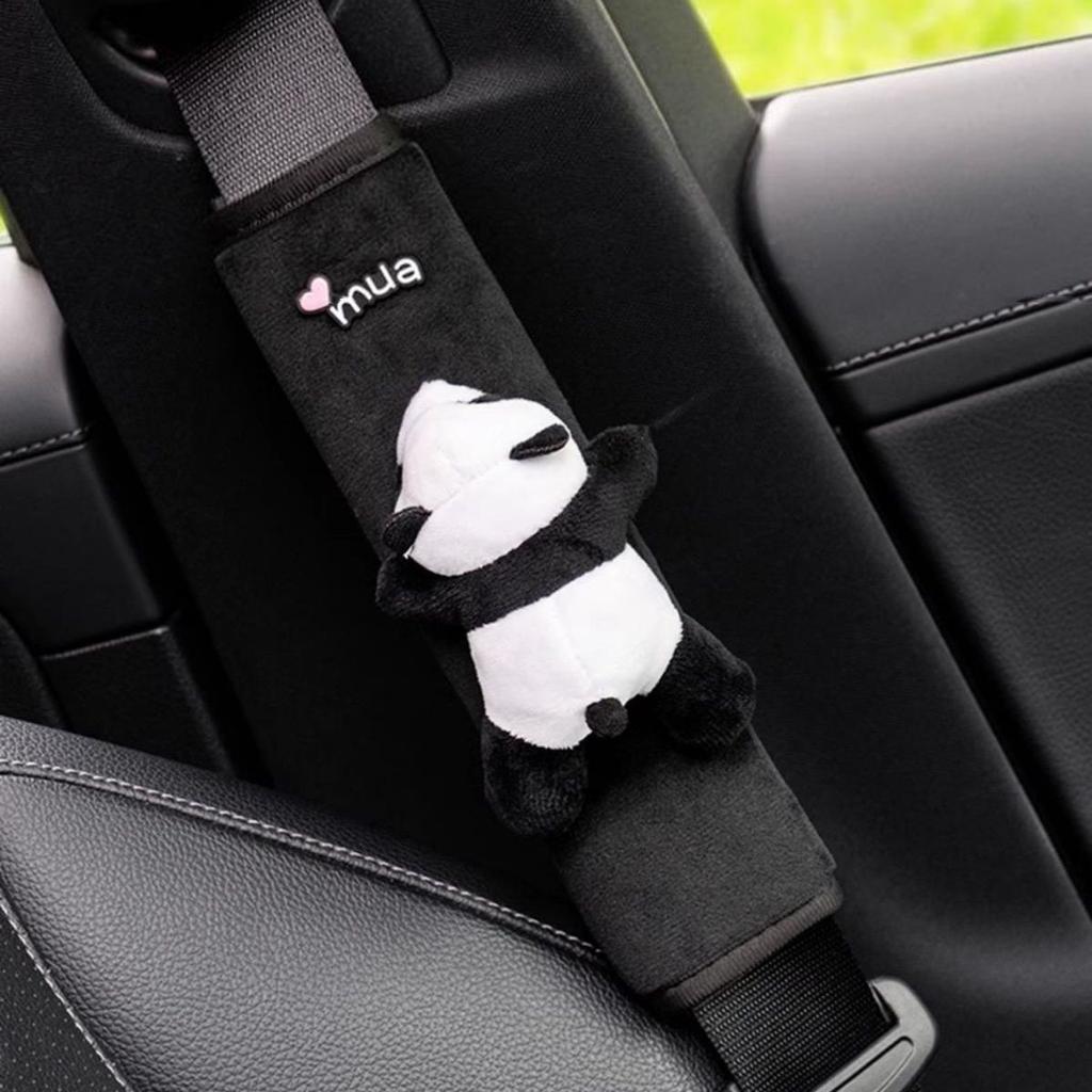 Panda Car Seat Belt Shoulder Protector Cute Backpack Shoulder Protector Decorative Plush Doll Car Accessories Interior Woman