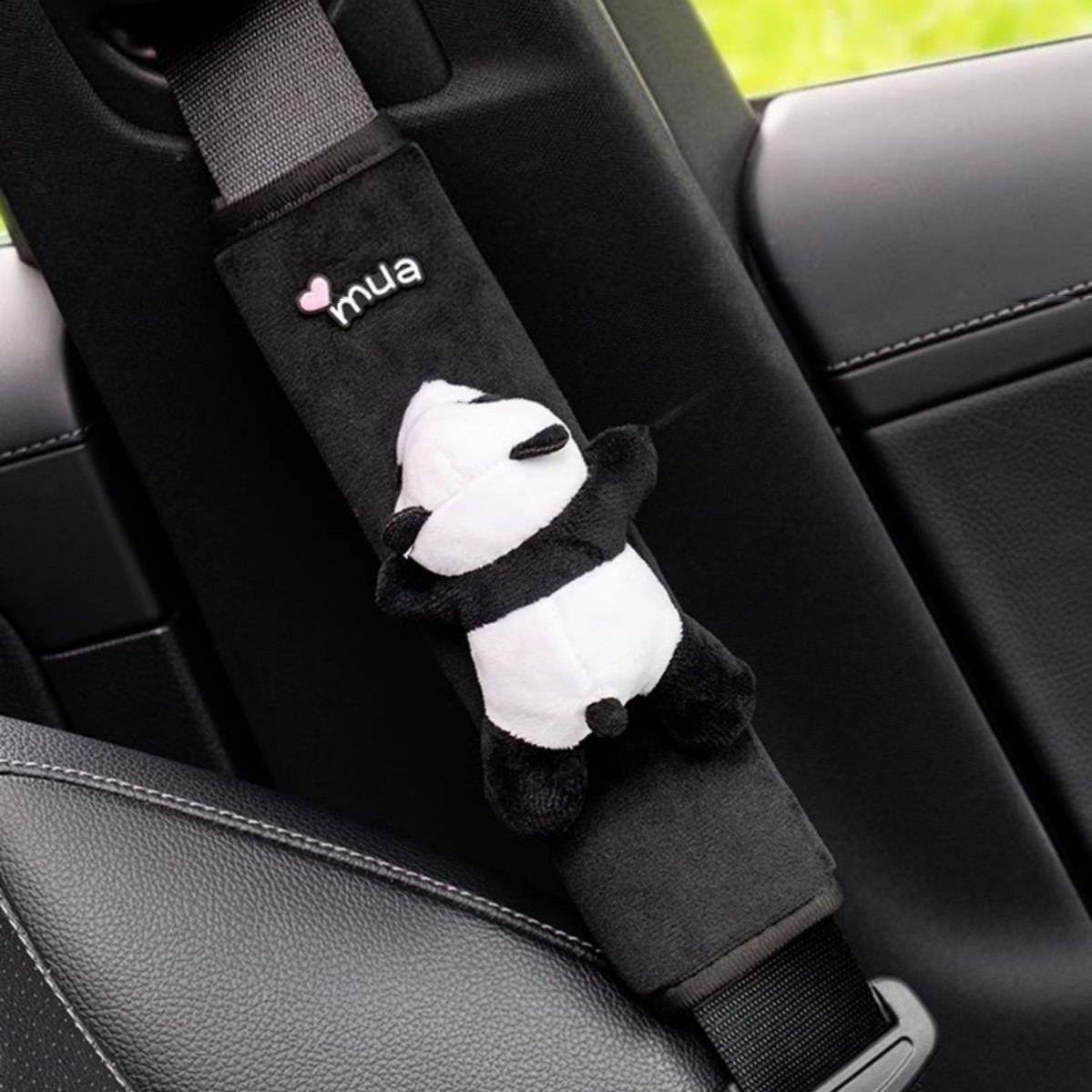 

Panda Car Seat Belt Shoulder Protector Cute Backpack Shoulder Protector Decorative Plush Doll Car Accessories Interior Woman